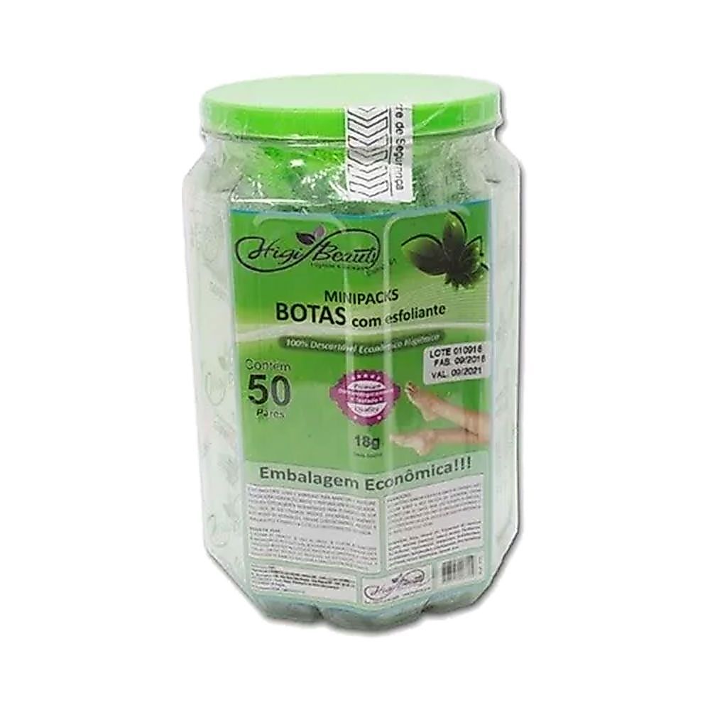 Sapatilhas Com Creme Esfoliante - 50 Pares - Kit Pedicure HIGIBEAUTY