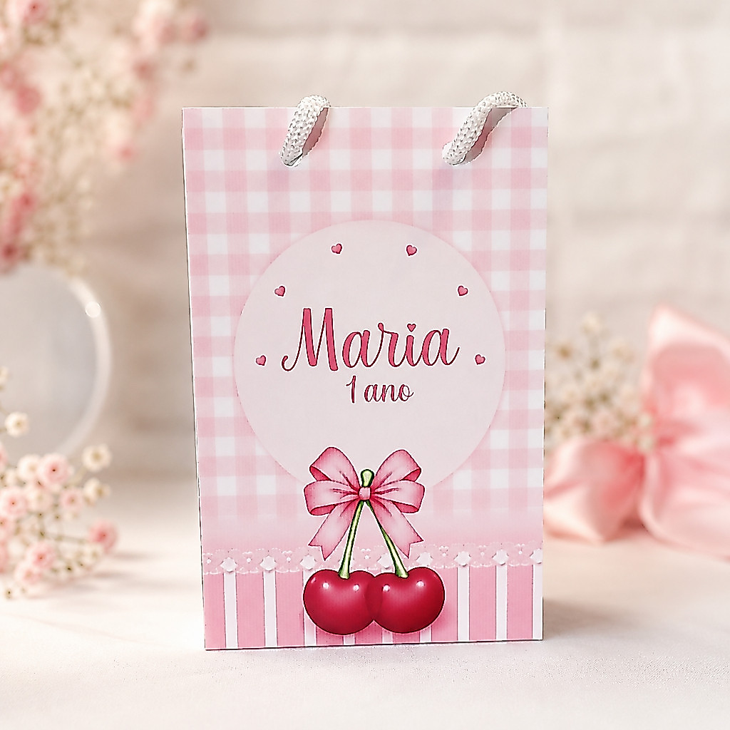 Sacolinha Personalizada| Cerejinha| Cereja| Lembrancinha| Festa Infantil| Festa Aniversário| PEGUE E MONTE
