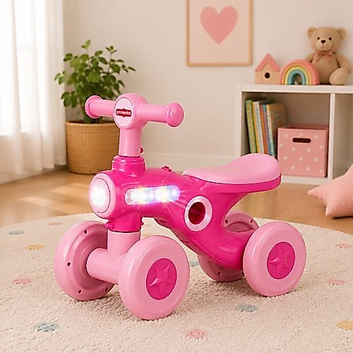 Bicicleta Infantil Equilíbrio 4 Rodas Estável Desenvolvimento Motor Segurança Diversão Menino Menina