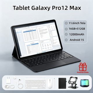 Tablet Galaxy Pro12 Max 11,6 polegadas HD 16 GB + 512 GB 8.800 mAh Bluetooth e Wi-Fi – Desconto por tempo limitado