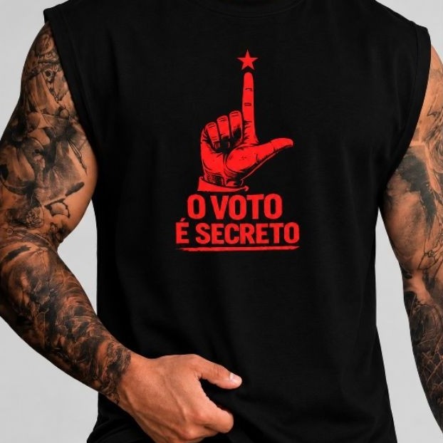 Regata Masculina O Voto É Secreto Estampada Streetwear Casual Lula politica