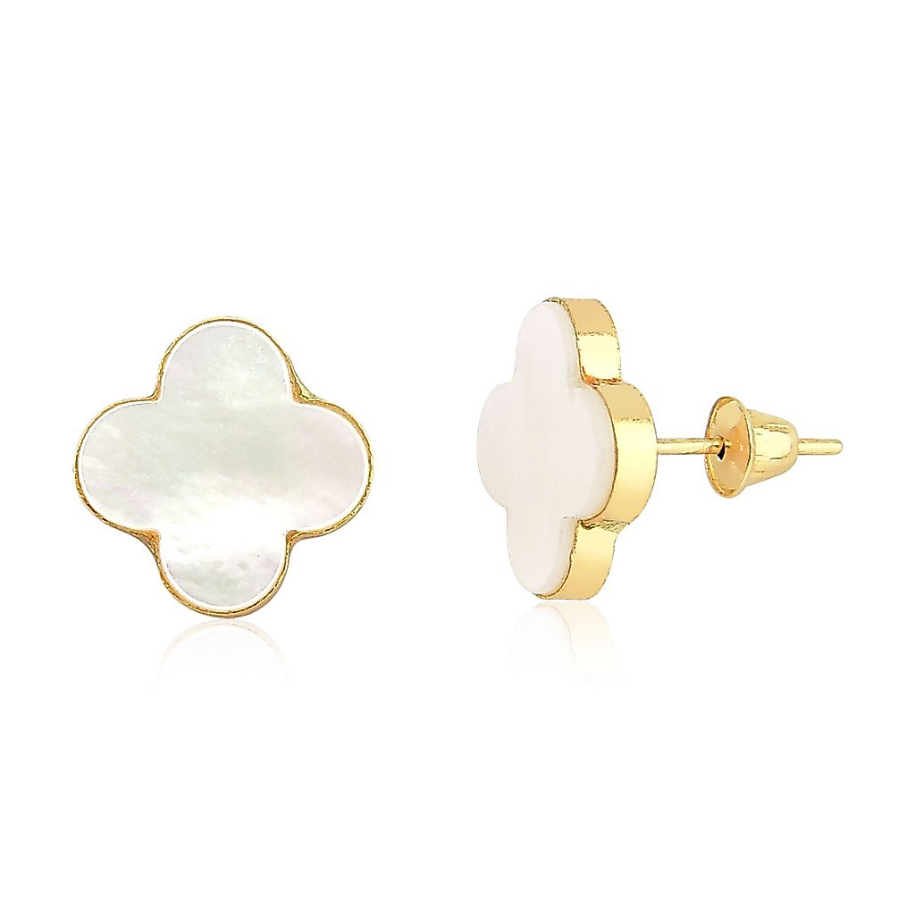 Brinco de Ouro 18k Trevo com 1cm