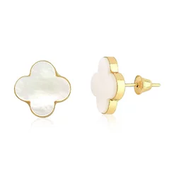 Brinco de Ouro 18k Trevo com 1cm