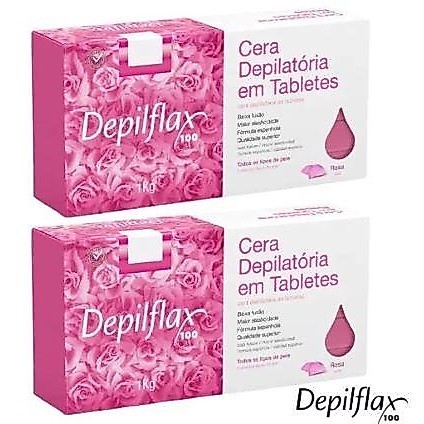 Kit Com 02 Ceras Quente Depilatórias Depilflax Rosa 1kg