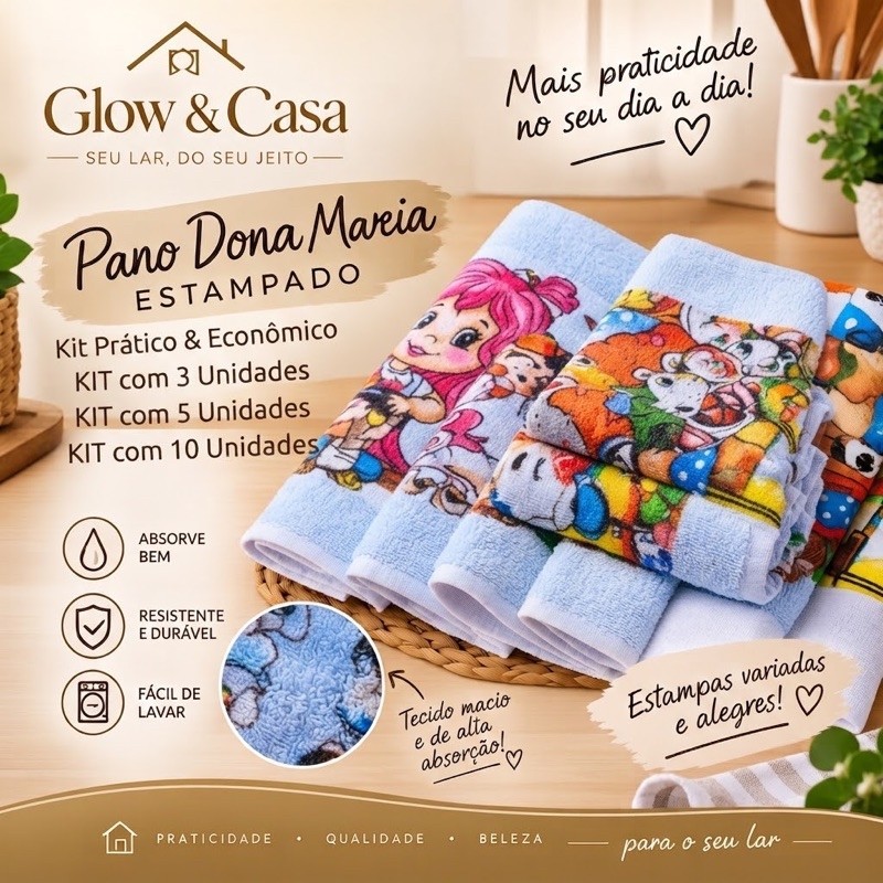 Kit pano de prato- Alta Absorção · Praticidade para sua Cozinha (Disponível em Kits com 3, 5 ou 10 Unidades)