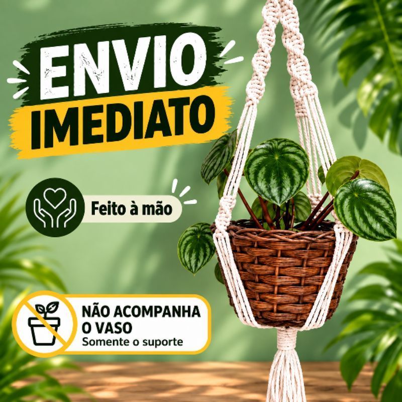 Suporte para Plantas em Macramê 80cm | Feito à Mão | Suporte ..para Vaso Suspenso | Decoração Boho feito a mão.