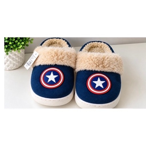 Pantufa Infantil Personagens Heróis Peluciada Quentinha Confortável Antiderrapante capitão América