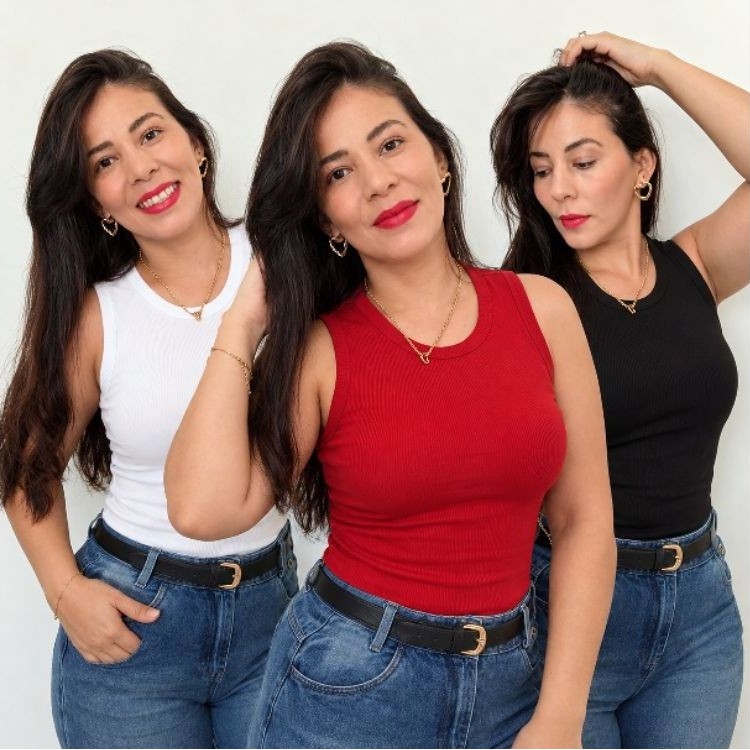 Regatas Femininas Caneladas Ribana Premium Básica Lisa Gola Redonda Casual Academia Confortável Moda Feminina Tendencia