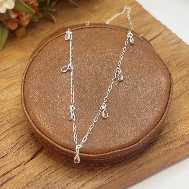 Choker Gotas Rosa Claro em Prata 925 · foto 2