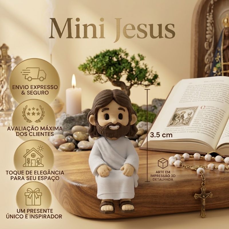 Mini Jesus Cristo 3,5 cm Sentado - Mini Jesus Pequeno Enfeite decorativo para Monitor, Notebook, Prateleira, TV e Nicho