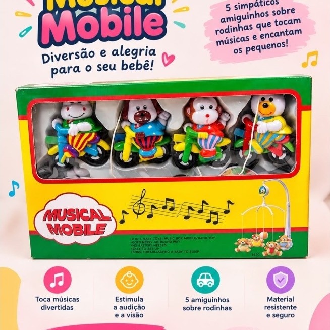 Mobile Giratório Infantil para Berço Musical Savana