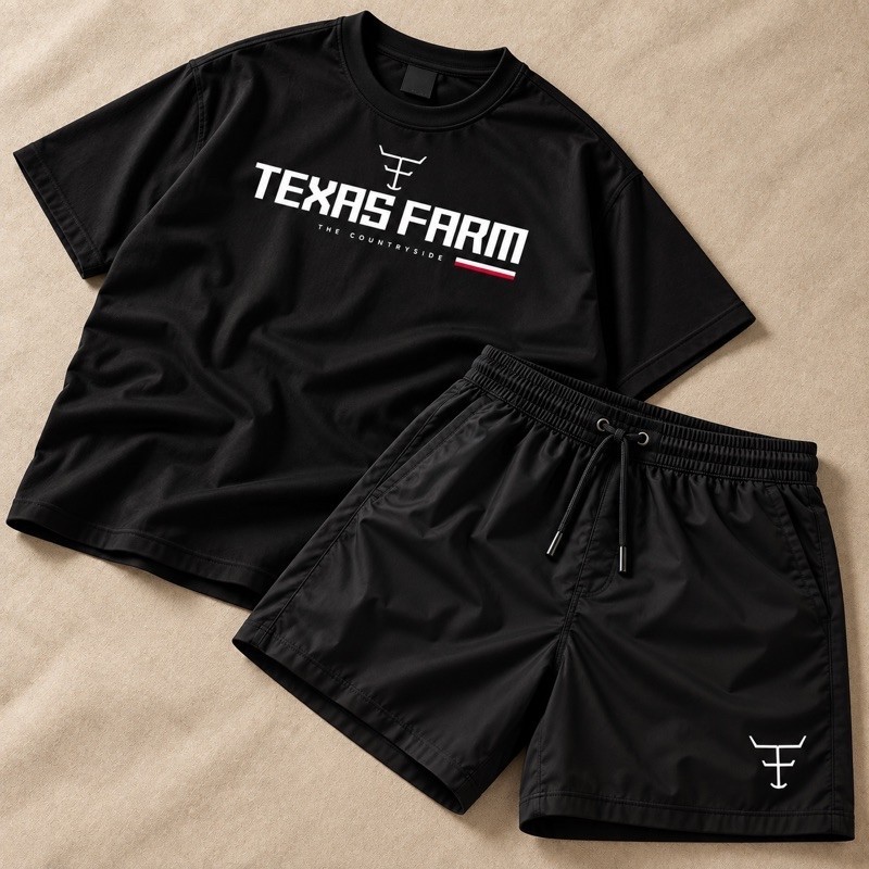 kit conjunto camiseta + Short Masculino TEXAS coutry bermuda Tectel  com Bolso Camiseta 100% Algodão casual