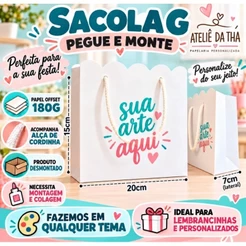 Sacolinhas Personalizadas Lembrancinhas de Festa Aniversário Infantil Vários Temas Papel Offset