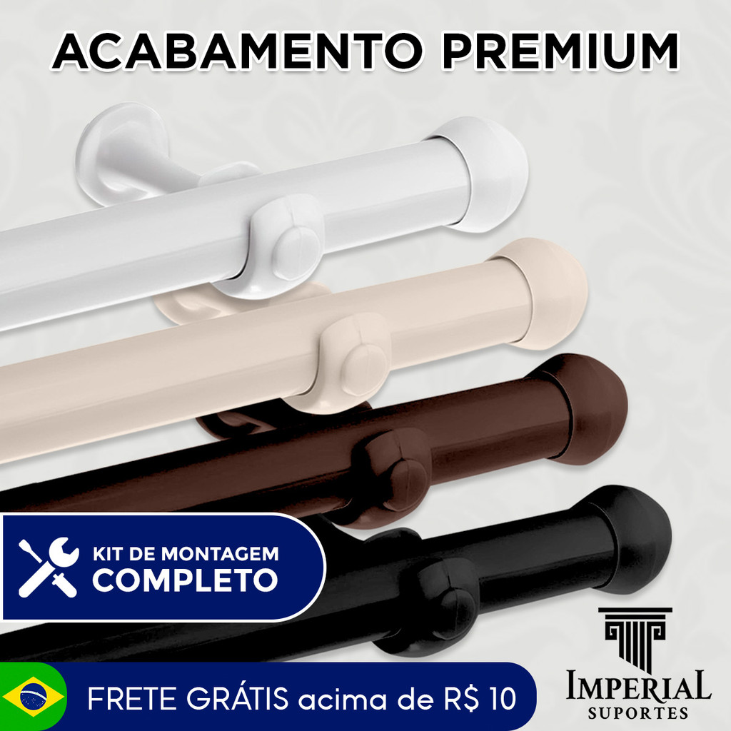 Varão de Cortina 1,50 metros 19mm Varias Cores Simples Decorativo para Sala Quarto