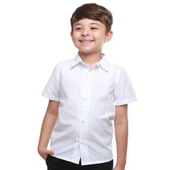 Camisa Social Manga Curta Menino Festa Branca ou Vermelha Tecido Algodão promo