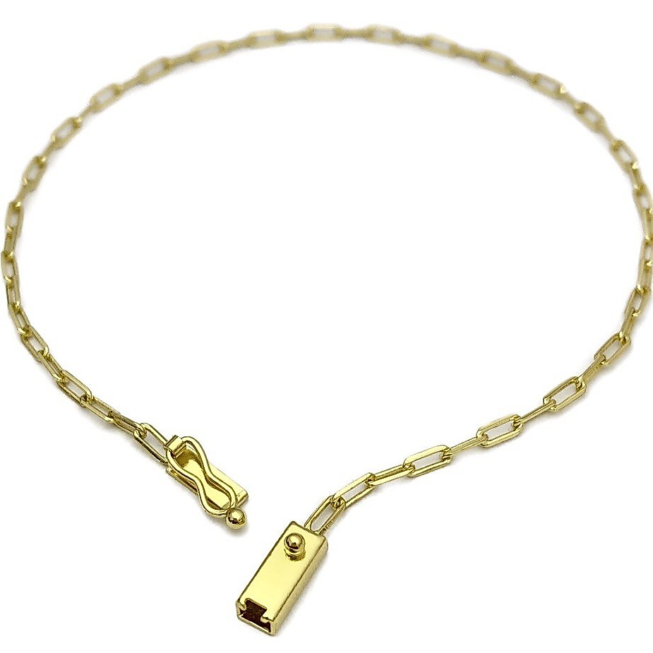 Pulseira Masculina de Ouro 2mm Carrier Diamantada Banhada a Ouro 24k