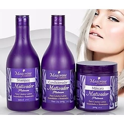 Kit Shamp + Cond e Masc Matizador Platinum Loiro Maycrene - Pronta Entrega