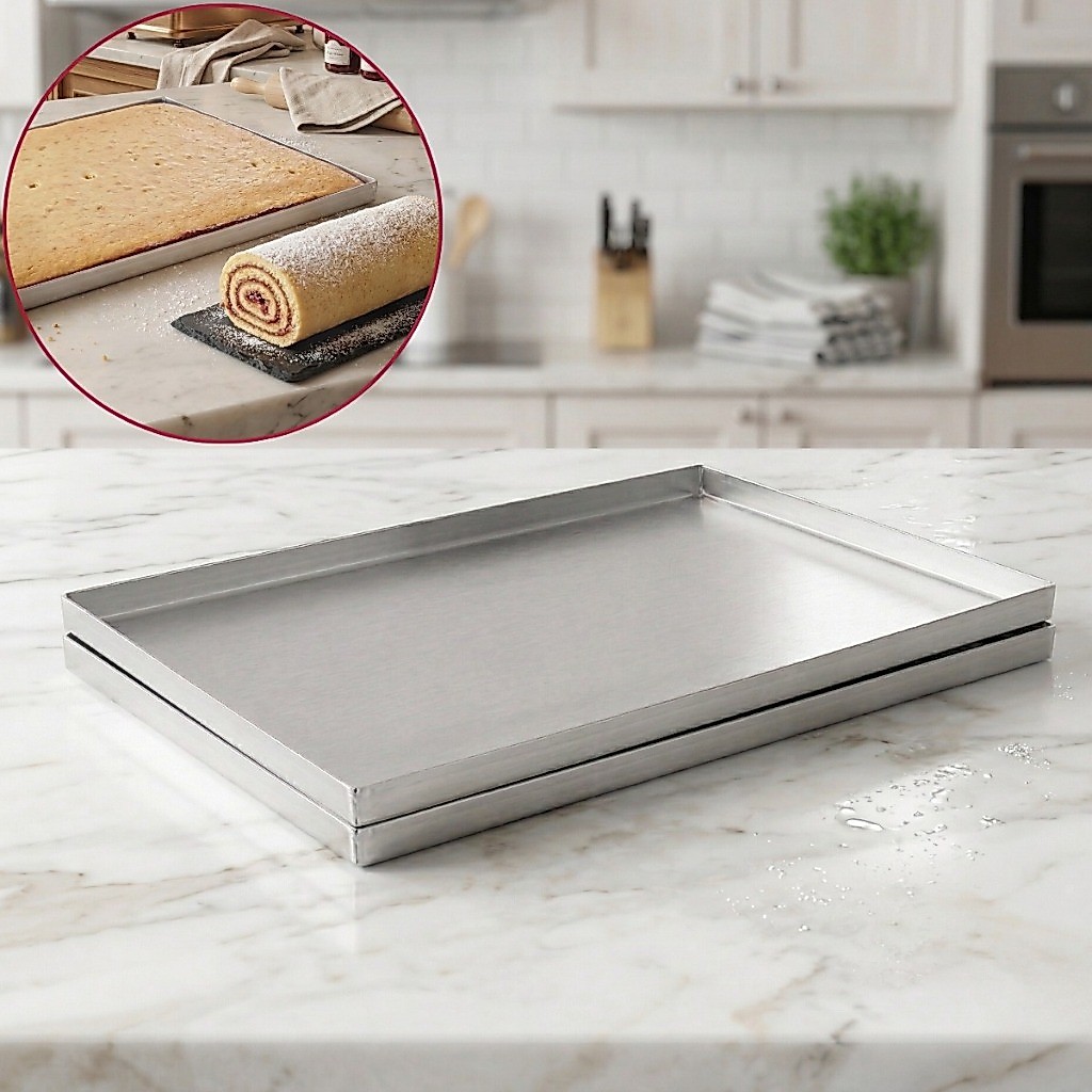 Forma De Rocambole Kit 2 Bolo De Rolo 40x30x1 Cm Assadeira Biscoito Retangular