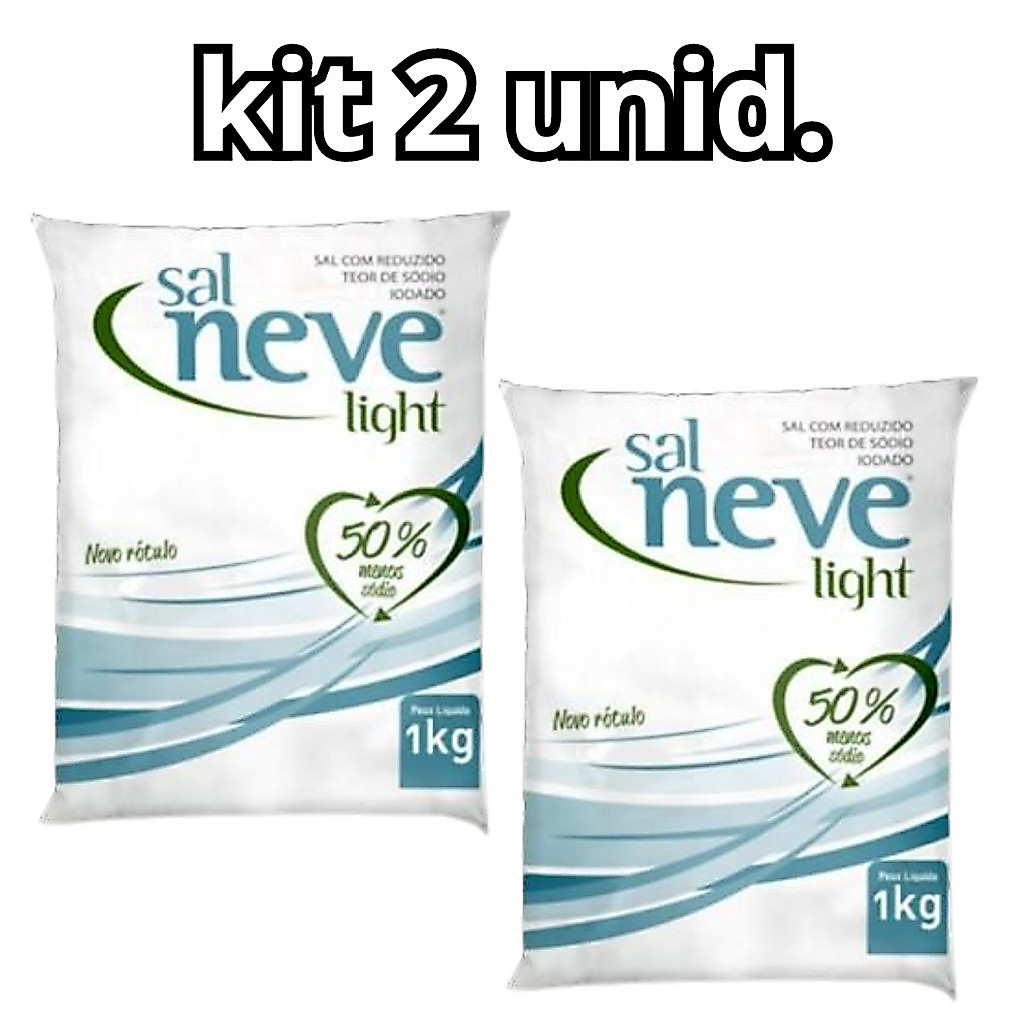 KIT 2 unid Sal Neve Light 1kg 50% Menos Sódio