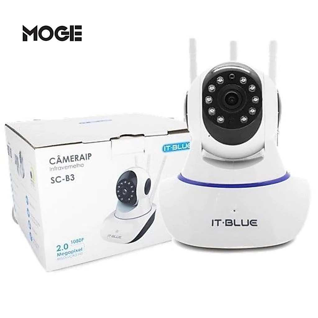 Câmera IP Wi-Fi 2MP 360° Dome | 3 Antenas | Visão Noturna | App Yoosee | It Blue