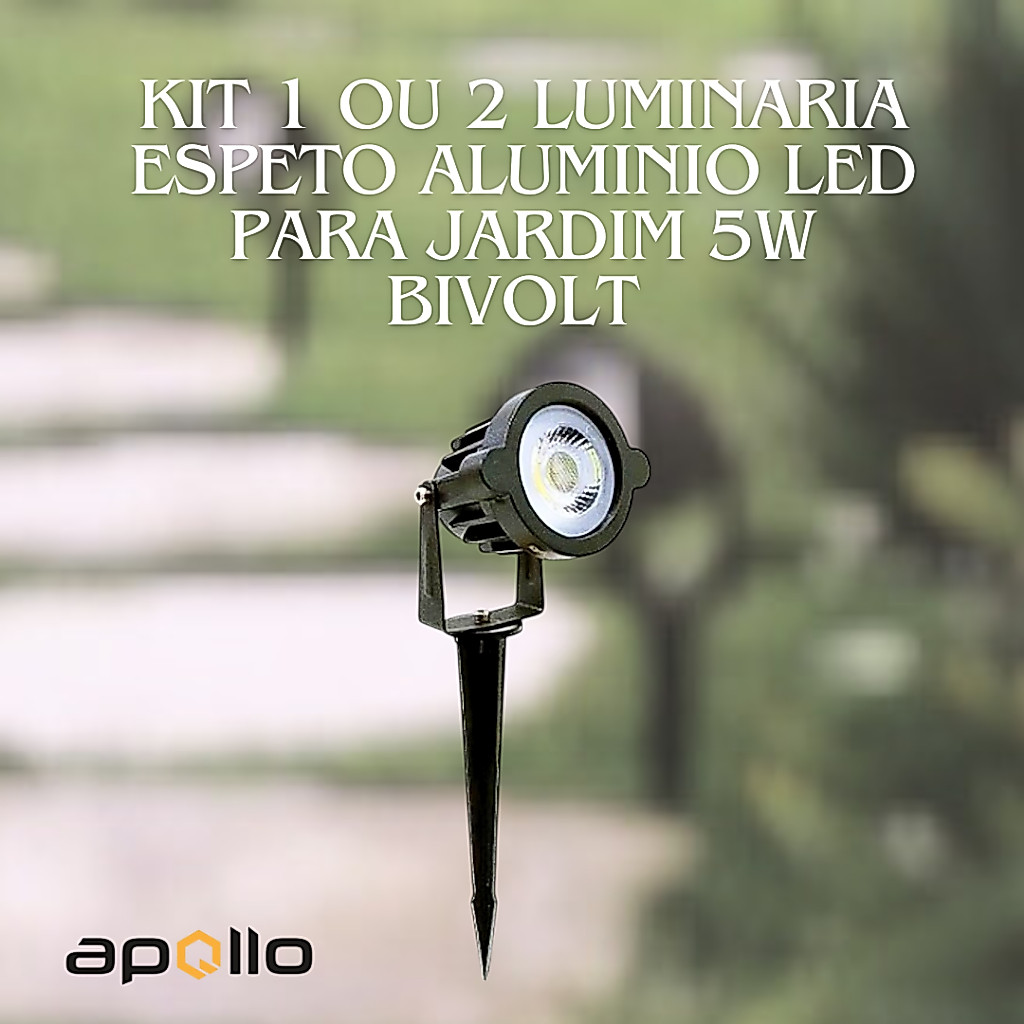 kit 1un ou 2un Luminaria Espeto Aluminio Led Para Jardim 5w Bivolt Branco quente frio Verde