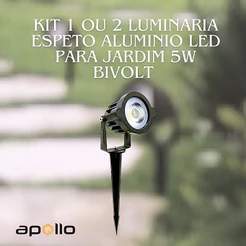 kit 1un ou 2un Luminaria Espeto Aluminio Led Para Jardim 5w Bivolt Branco quente frio Verde