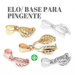 Base/Elo para Pingente Folheado em Forma Folha - Faça Você DIY - Alta Qualidade - 1 Peça