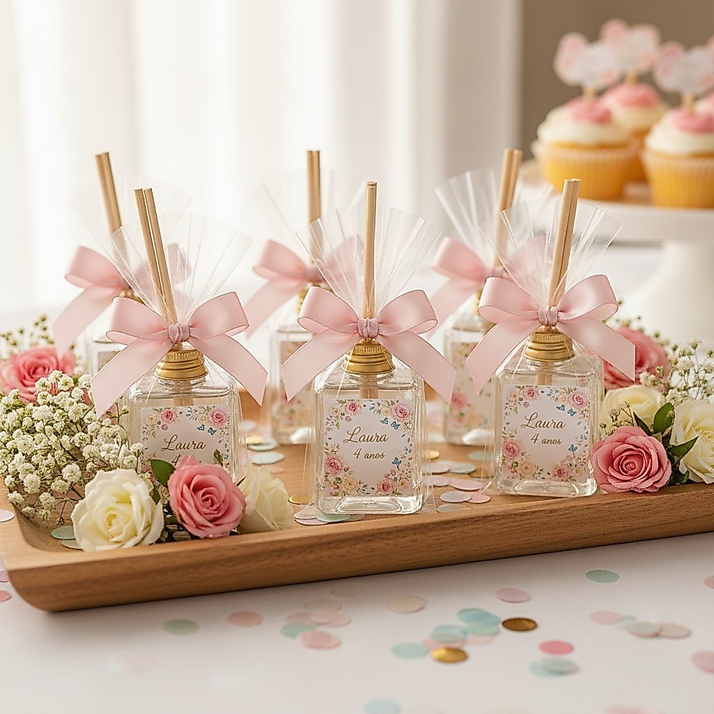 Kit 30 Lembrancinhas Personalizadas Mini Difusor Aromatizador Festa Infantil Casamento Maternidade Chá Revelação e Bebê
