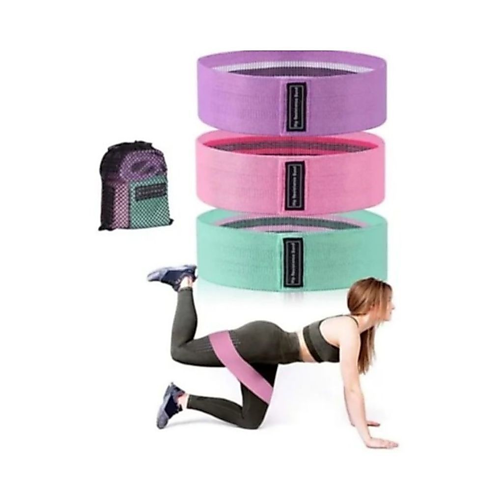 Kit 3 Faixas Elásticas de Resistência para Yoga Pilates Academia Treino Funcional Glúteos Pernas Alongamento
