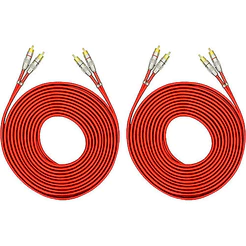 KIT 2 CABO RCA BLINDADO VERMELHO 5M E-TECH PARA SOM AUTOMOTIVO