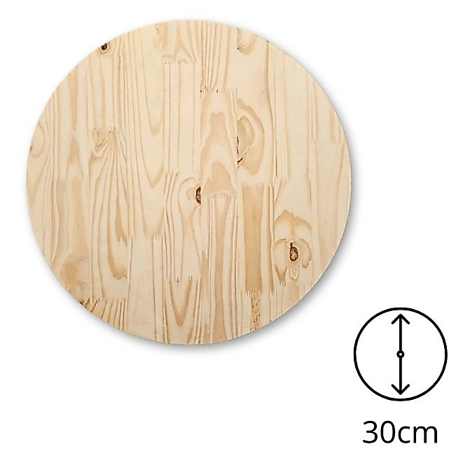Tampo redondo de madeira pinus 30 cm de diâmetro - sem verniz