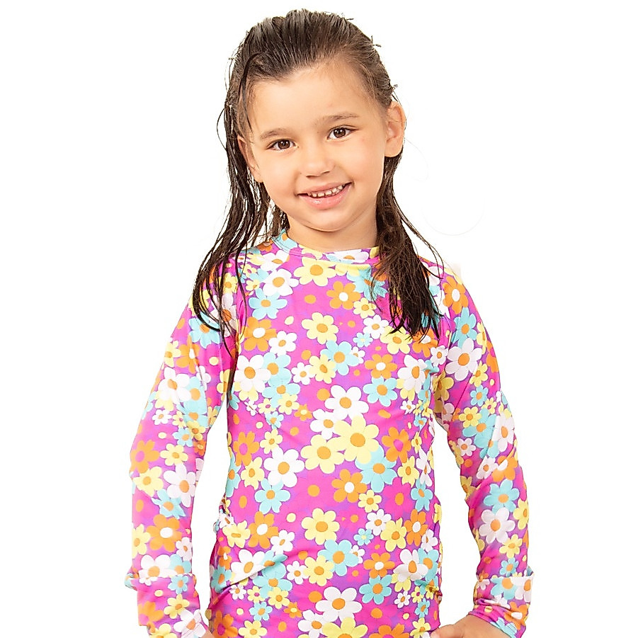 Camisa Térmica Infantil Feminina Estampada Proteção Uv50+ Verão Praia