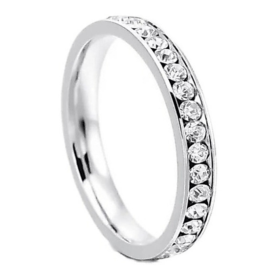 Anel Aparador de Aliança Cravejada com Zirconia e Banhada 2mm