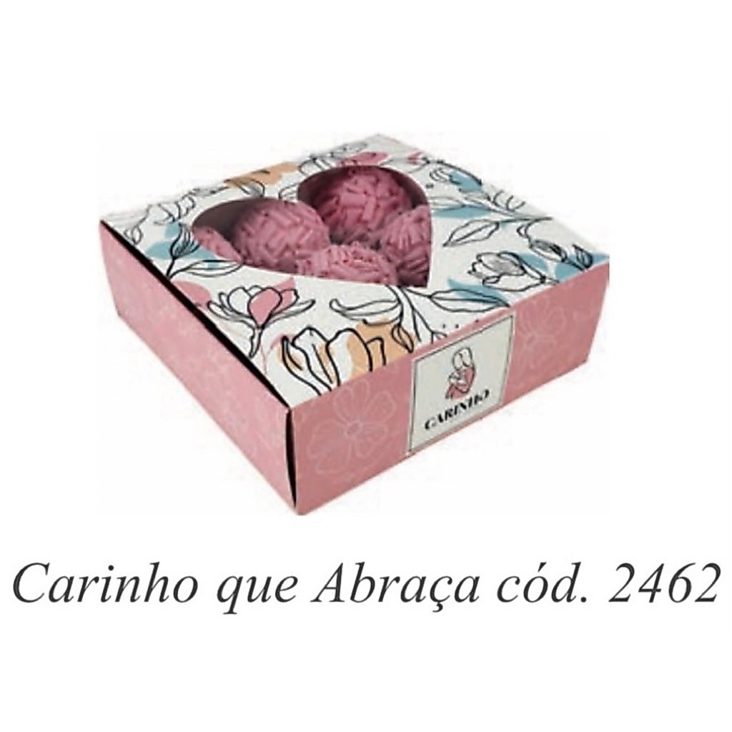 10 Caixa Gaveta C/ Visor Coração 9 Doces 12x12x4 carinho que abraça 2462 ( IDEIA )