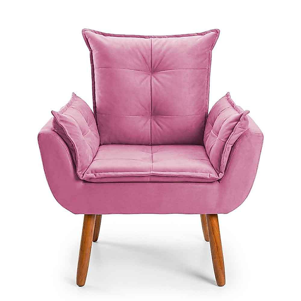 Cadeira Assento Elegante Para Amamentação Penteadeira Manicure Suede Rosê