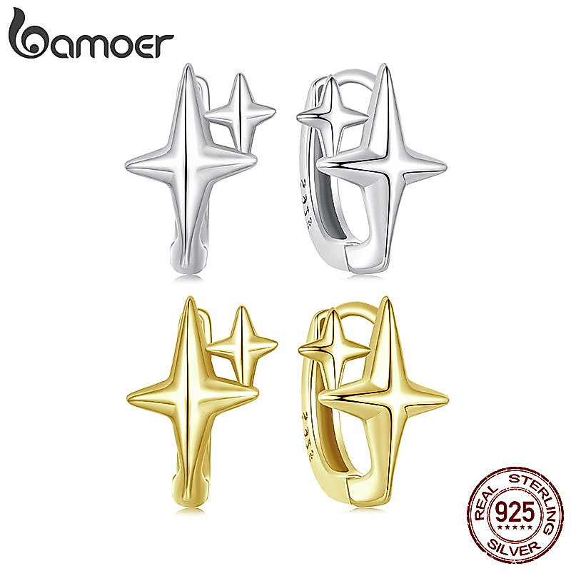 Brincos De Argola Bamoer 925 Sterling Sliver Starlight Jewelry Presentes Para Mulheres