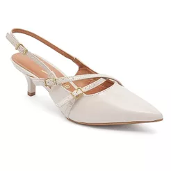 Scarpin Vizzano Slingback Feminino Salto Baixo Off White 1122.885