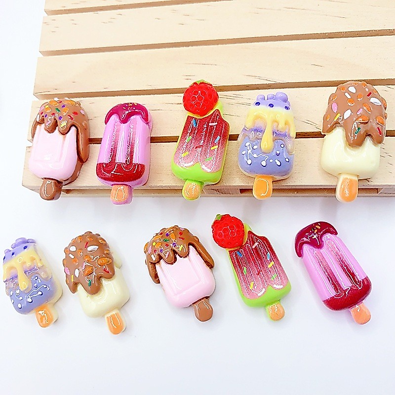 10 Pçs Simulação Chocolate Sorvete Resina Jogar Casa De Bonecas Brinquedo Plana Volta Clipe Arte Decoração Do Telefone M