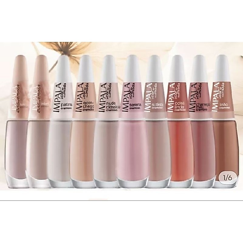 kit com 10 esmaltes Impala nude mais vendido coisa linda