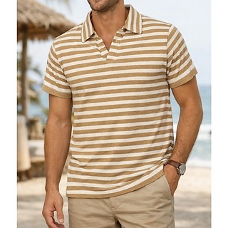 Camisa Polo Masculina Listrada Clássica Confortável e Respirável