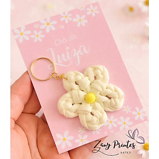 Kit 10/20/25 Chaveiros margarida +cartão personalizado-Lembrancinha maternidade/chá de bebê/aniversário/ dia das mães