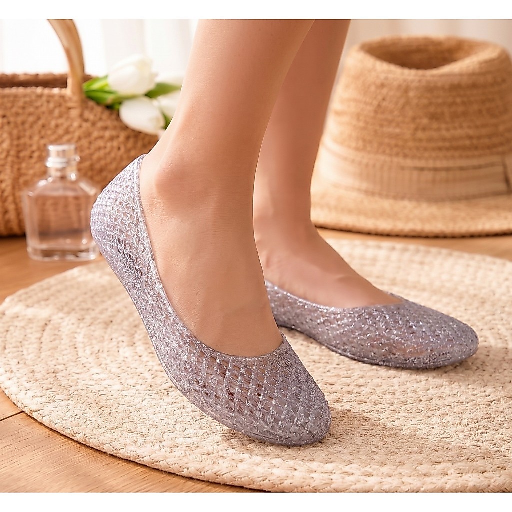 Sapatilha Feminina Confortável Pvc Cristal Sandália Boneca