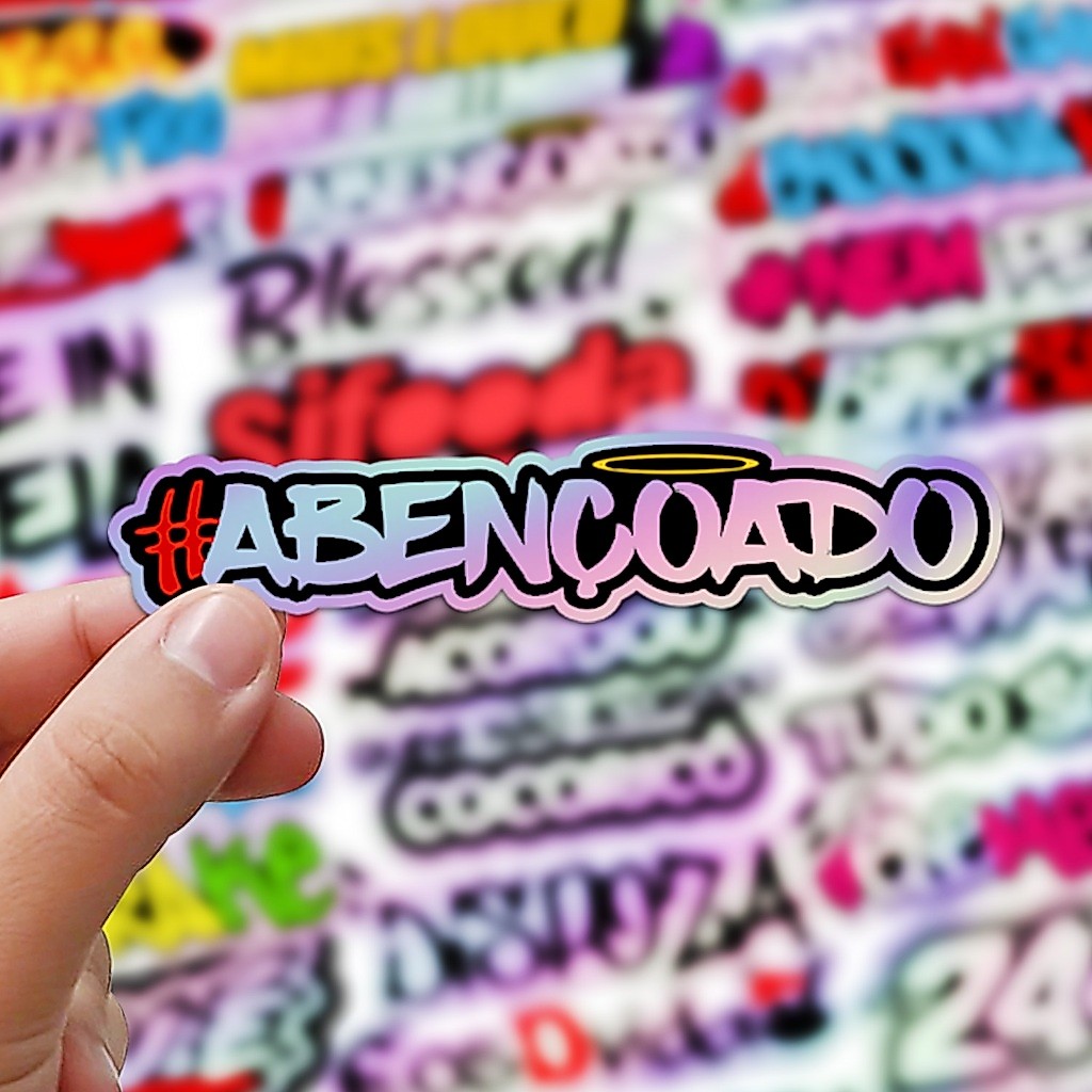 Kit Cartela 50 Adesivos Holográfico Frases Ousadas Variadas para Personalizar Motos Carros Caderno · foto 2