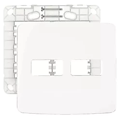 Conjunto Placa Espelho Moldura Tampa Para Interruptores e Tomadas 2 Posto Horizontal BR Com Suporte B3 4x4 - MarGirius Branco