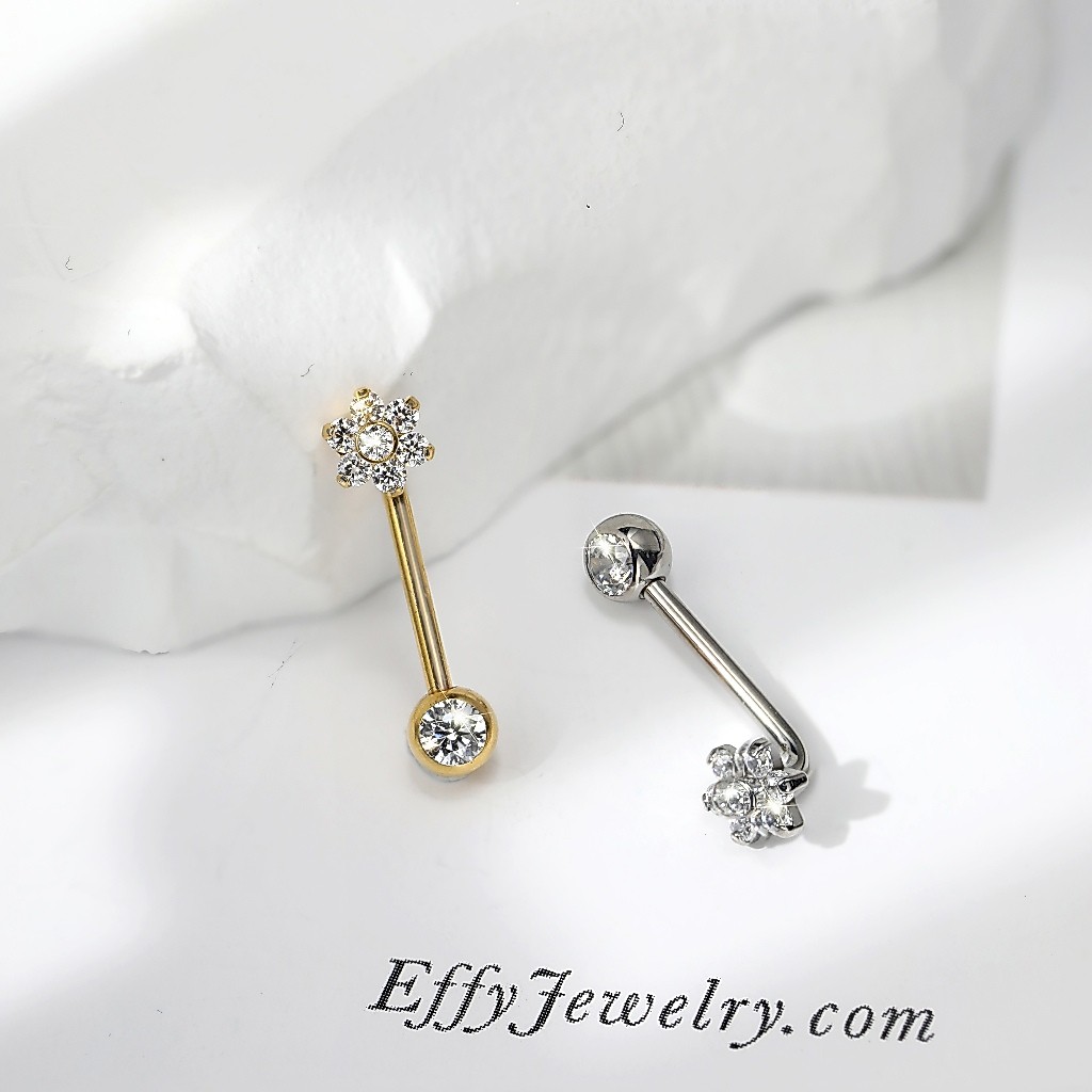 Piercing christina Titânio Pvd Intimo Flor Zircônia Cravejada · foto 2