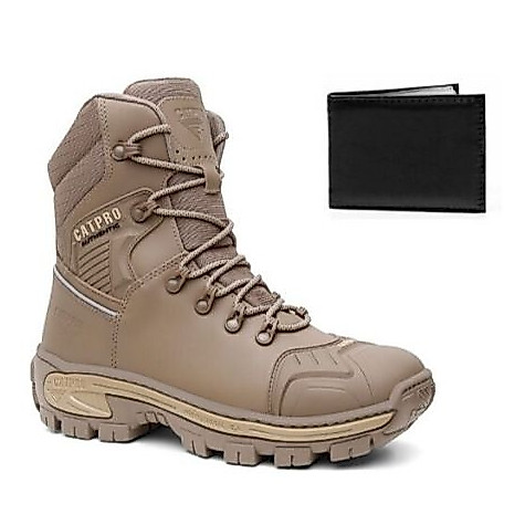 Bota Coturno Masculino Couro Emborrachado Catpro Cano Longo C.A Solado Antiderrapante Top + Carteira — imagem 2 de 2