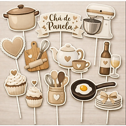 Kit 30 toppers chá de panela casamento chá de casa nova docinho brigadeiro