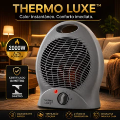 Aquecedor Elétrico Portátil 2000W 220V Ventilação Forçada 2 Níveis de Temperatura Certificado INMETRO