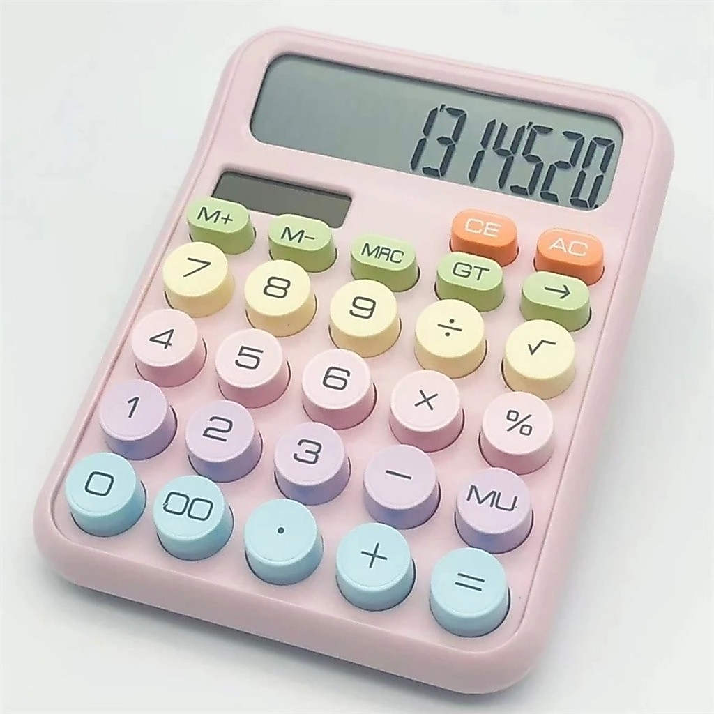 Calculadora Colorida Teclado Mecânico Morandi 12 Dígitos Mesa Escritório Escola