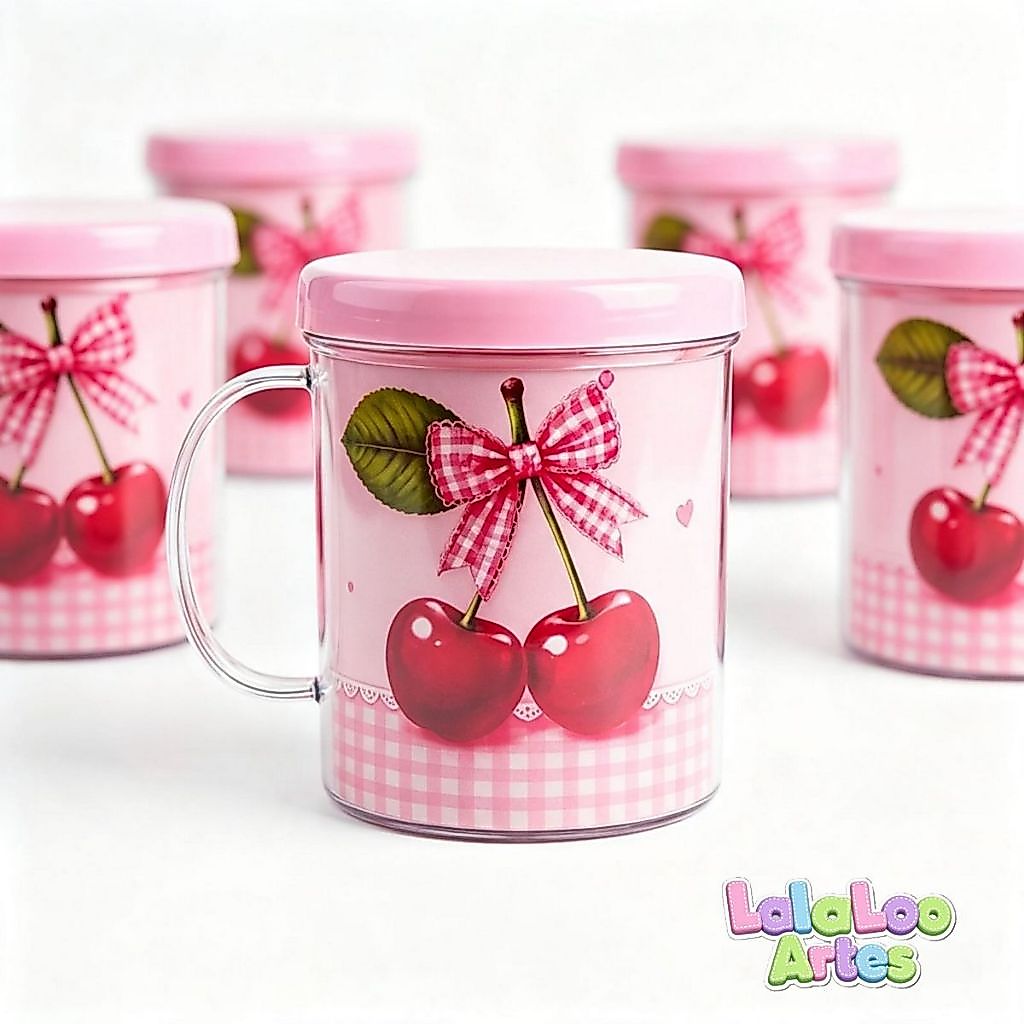 KIT 5/10/15 ou 20 Caneca Personalizada Aniversário | Lembrancinha Cerejinha | Lembrancinha Personalizada | Vários Temas